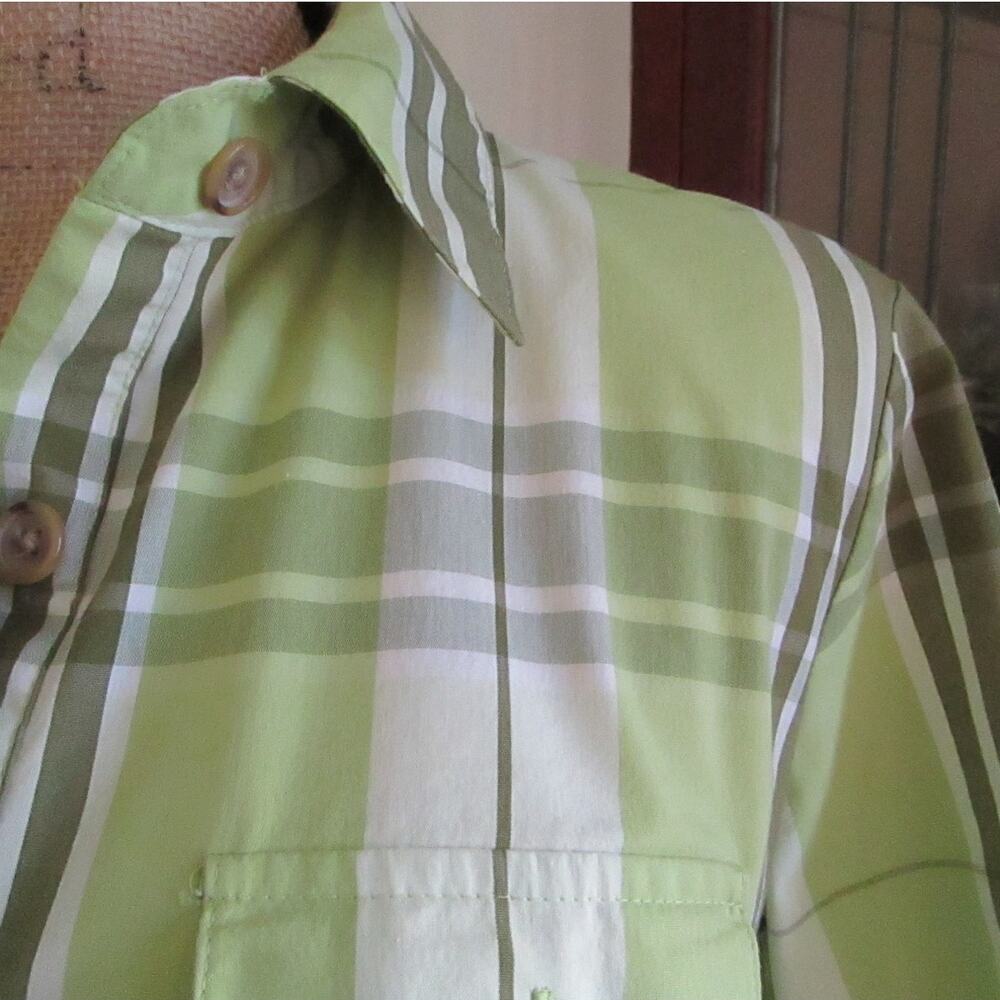 Vintage Jaclyn Smith Button Up Shirt M Green Plaid Short Sleeves Casual Prep 90s - Picture 16 of 17